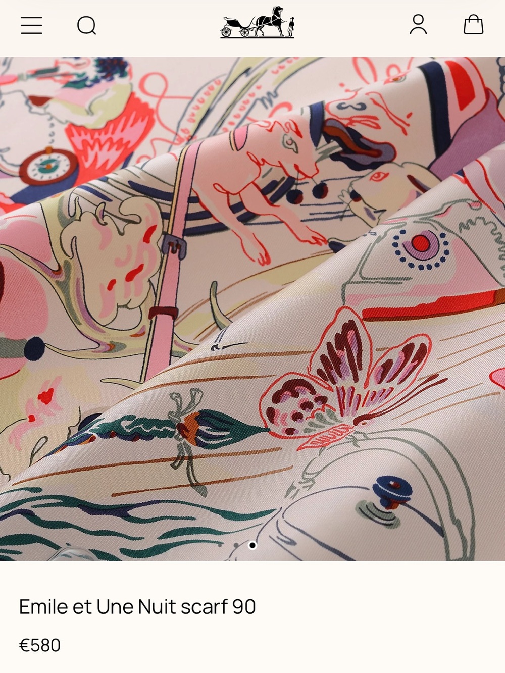 Hermes Emile et Une Nuit scarf 90, 100% silk, NEW, Rose Thé / Vert / Prune - Picture 3 of 11